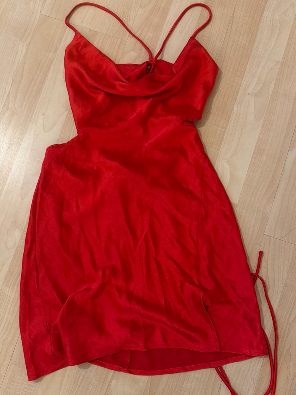 Princess Polly Red Satin Cowl Mini Dress